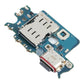 Samsung Galaxy S22 international charging port board printed SM-S901B/N, with USB-C port, SIM card reader and microphone, view of the SIM reader side on a white background
