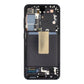 Back of the Samsung S23 OEM OLED replacement screen in its black middle frame, showing the copper heat spreader and flex cables, ready for your board and battery
