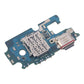Samsung Galaxy S25 FE charging port board printed S731_05, with USB-C port, single SIM card reader and microphone, angled view of the SIM reader side on a white background