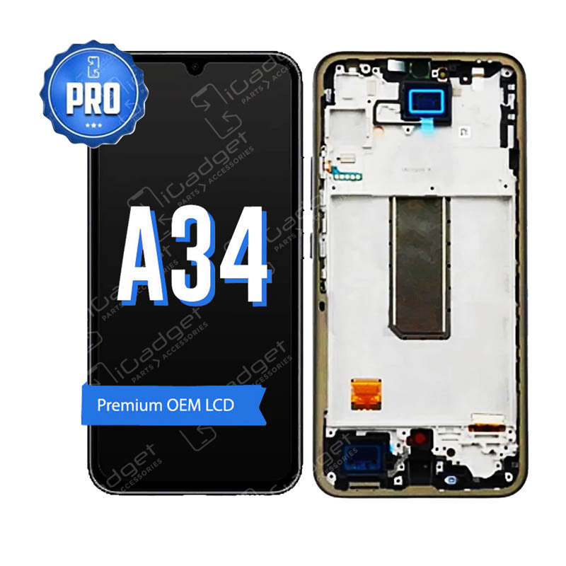 Samsung A34 LCD and Digitiser Replacement with Middle Frame | OEM