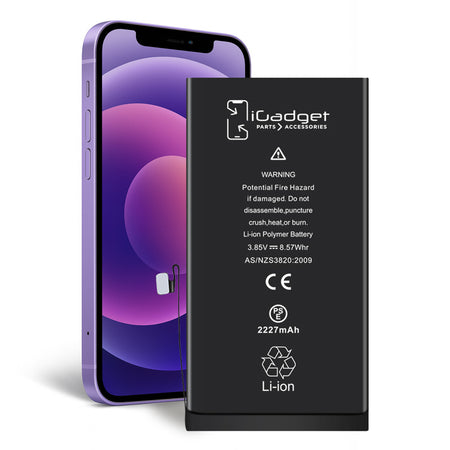 Smartphone with a visible battery and iGadget branding on a white background