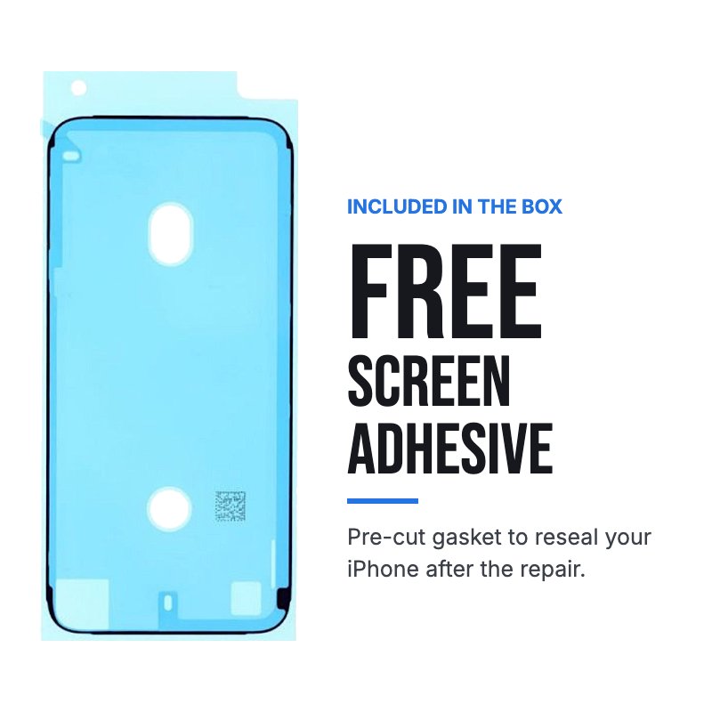 Free screen adhesive included in the box: a pre-cut gasket to reseal your iPhone 8, SE 2020 or SE 2022 after fitting the new screen