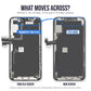 What moves across on an iPhone X, XS, XS Max, 11 Pro or 11 Pro Max screen replacement: transfer the earpiece speaker and Face ID sensor flex from the back of your old screen to the same spot on the new screen