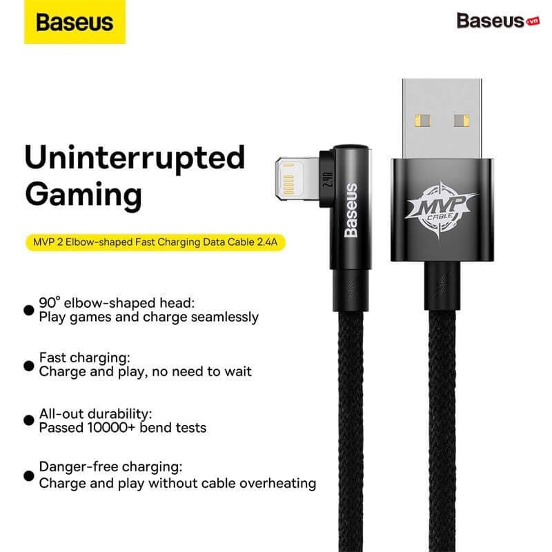 BASEUS 2M Elbow iPhone Lightning Cable (2A) | MVP 2 Series Fast Charging Cable