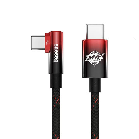BASEUS 100W Elbow USB-C to USB-C Charging Cable (1M) | MVP 2 Series Type-C L-Shaped Bend Fast Charger Cable