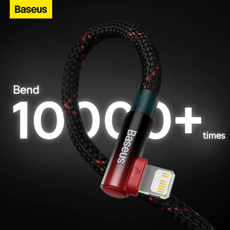 BASEUS 20W Elbow USB-C to Lightning iPhone Charging Cable (1M) | MVP 2 Series Type-C L-Shaped Bend Fast Charger Cable