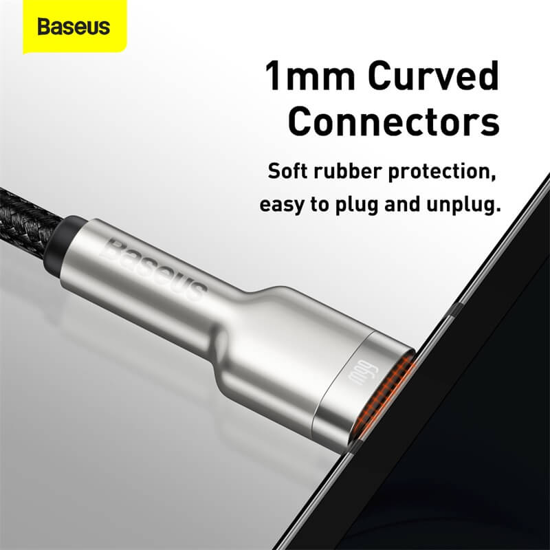 Baseus Cafule Metal Series 66w Type C to USB Cable built with soft rubber protection and easy to play & unplug