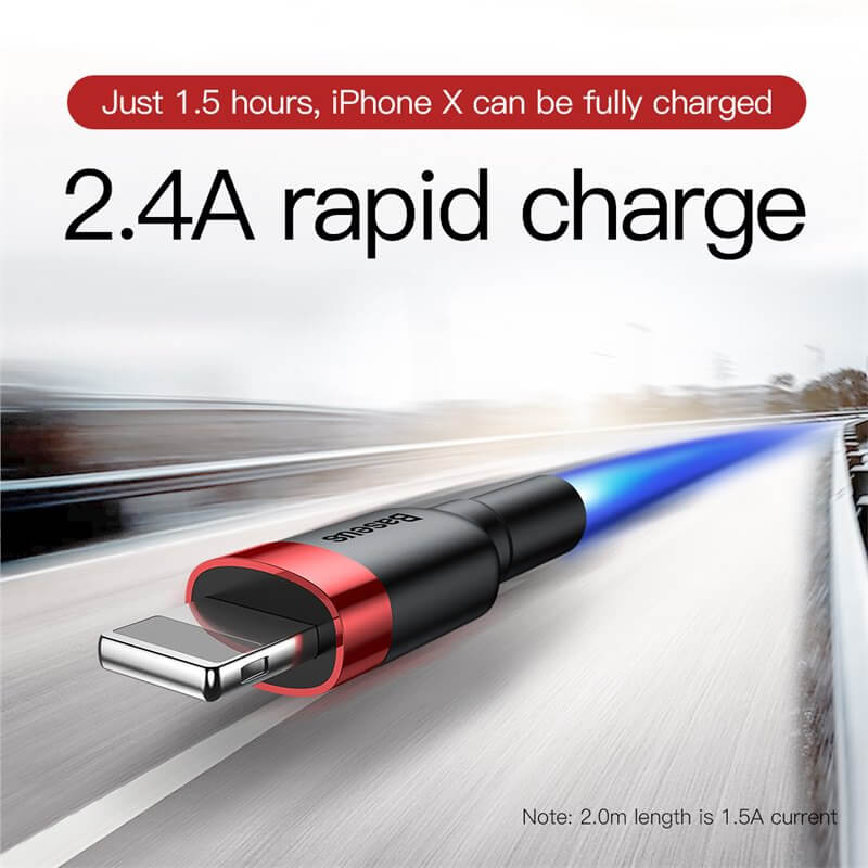 BASEUS 2M USB to Lightning Charging Cable (1.5A) | Cafule Series iPhone Charger Cable