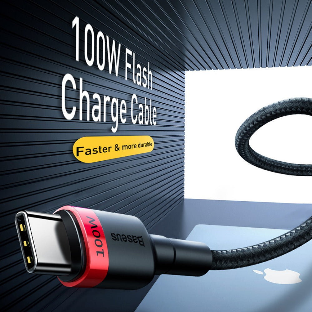 BASEUS PD 100W USB-C to USB-C Charging Cable (2M) | Cafule Series QC3.0 Type-C Fast Charger Cable