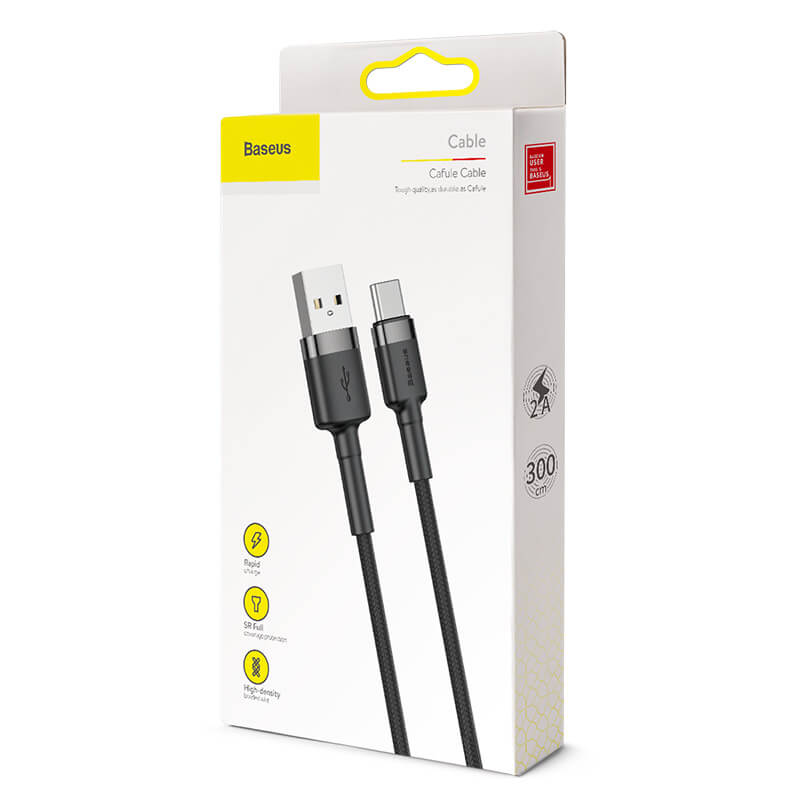 BASEUS 3M USB-C Charging Cable (3A) | Cafule Series QC3.0 Type-C Fast Charger Cable