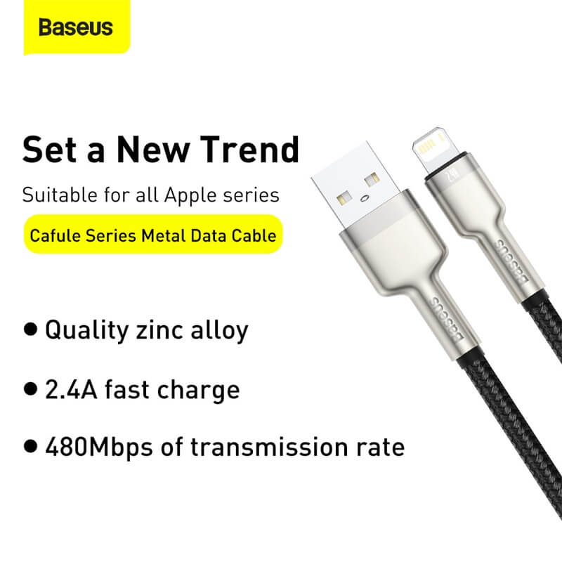 Baseus Lightning to USB Cable featured quality zinc alloy, 2.4A fast charge and 480mbps of transmission rate