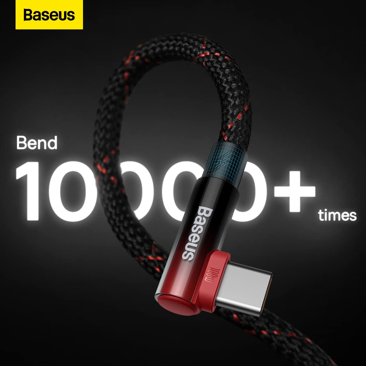 BASEUS 100W Elbow USB-C to USB-C Charging Cable (1M) | MVP 2 Series Type-C L-Shaped Bend Fast Charger Cable