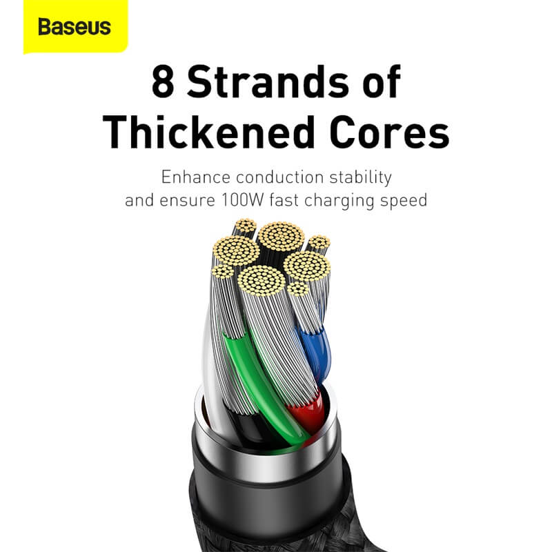 Baseus Legendary Series 100w USB C to USB C Cable is made from 8 strands of thickened cores