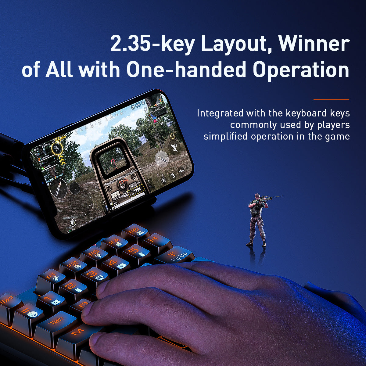 Baseus GAMO USB Corded One-Handed Blue Switch Gaming Keyboard with 35