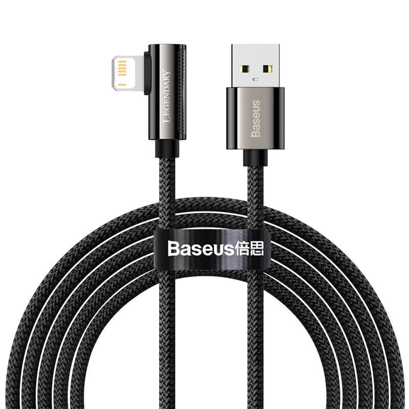 Baseus 2m Legendary Series 2.4A Lightning to USB Elbow Bend Fast Charging Black Cable