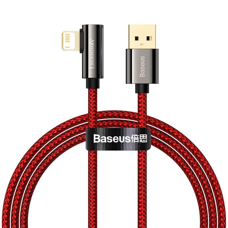 Baseus 1m Legendary Series 2.4A Lightning to USB Elbow Bend Fast Charging Red Cable