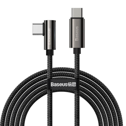 Baseus 2m Legendary Series QC3.0 PD 100w USB C to USB C Elbow Bend Fast Charging Black Cable