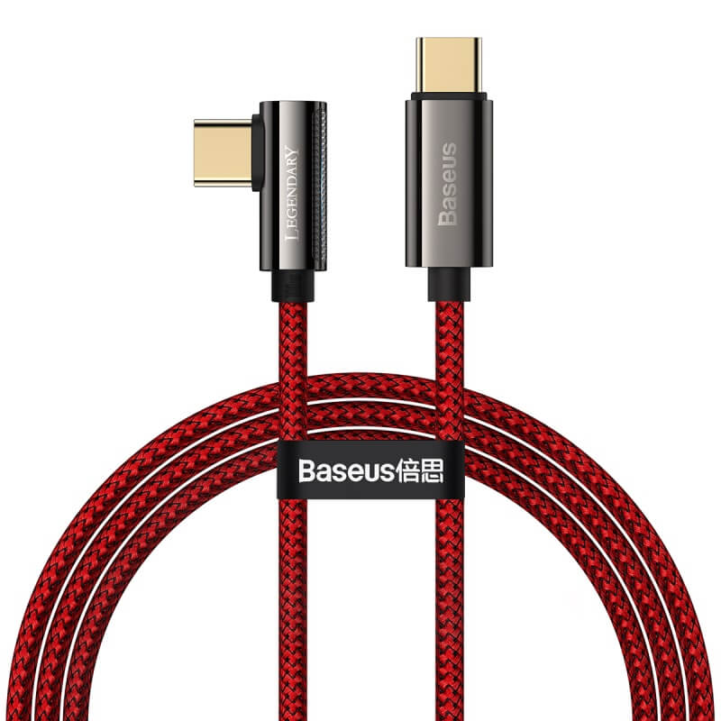 Baseus 1m Legendary Series QC3.0 PD 100w USB C to USB C Elbow Bend Fast Charging Red Cable