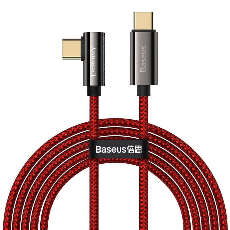 Baseus 2m Legendary Series QC3.0 PD 100w USB C to USB C Elbow Bend Fast Charging Red Cable