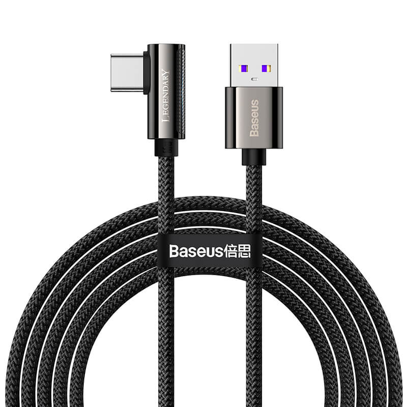 Baseus 2m Legendary Series QC3.0 66W Type C to USB Elbow Charging Black Cable