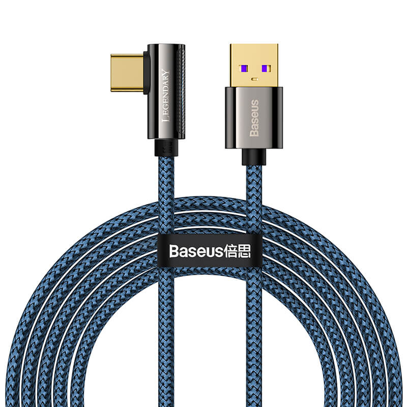 Baseus 2m Legendary Series QC3.0 66W Type C to USB Elbow Charging Blue Cable