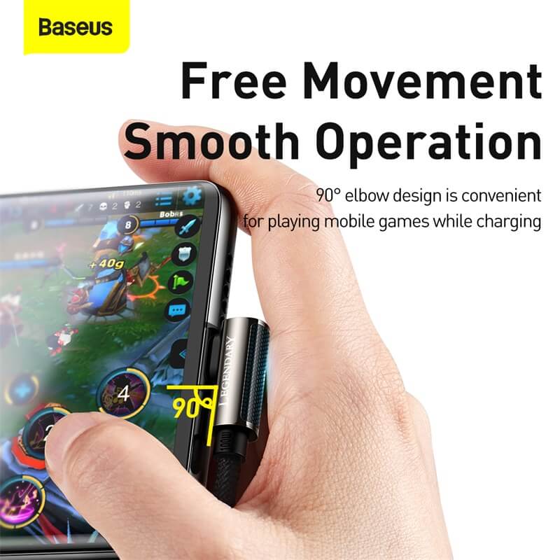 Baseus Legendary Series 100w USB C to USB C Cable ensures free movement, smooth operation