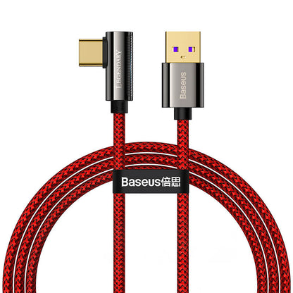 Baseus 1m Legendary Series QC3.0 66W Type C to USB Elbow Charging Red Cable