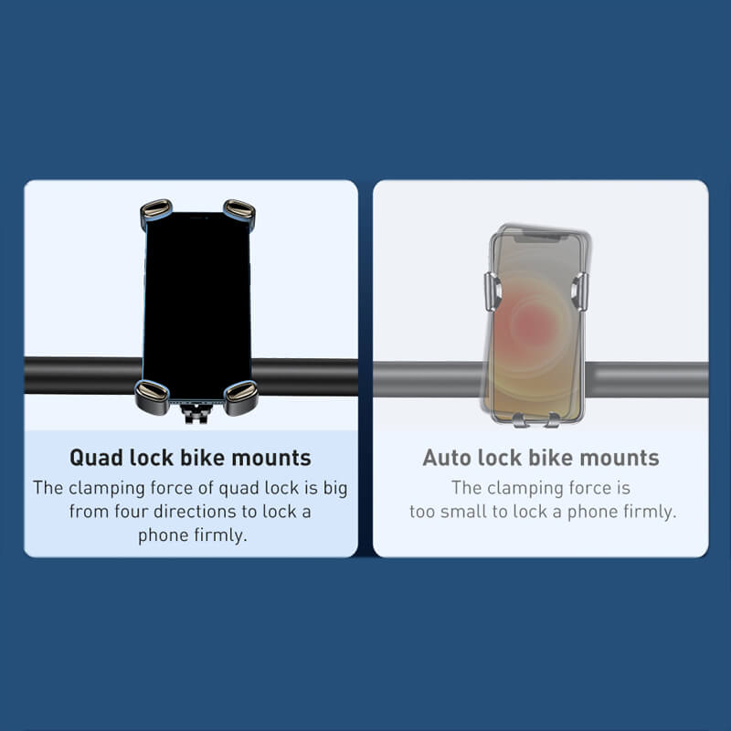 Baseus Quick Cycling mount with Quadlock is big from four directions to lock a phone firmly