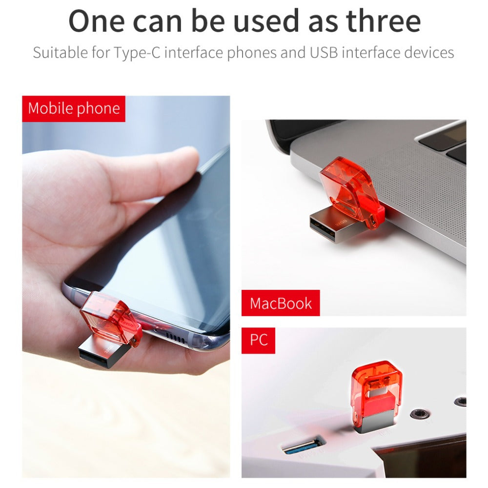 Baseus 32Gb OTG 480Mbps Red Hat Type C to USB Flash Disk Drive