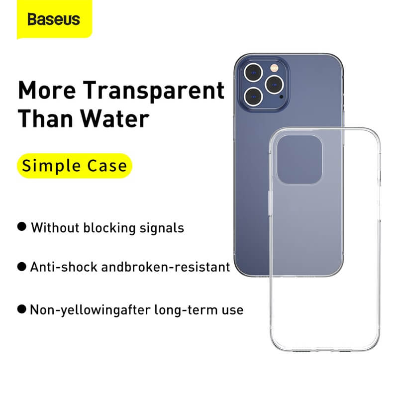 Baseus iphone transparent case featured without blocking signals, anti-shock and broken resistant and non-yellowing after long-term use