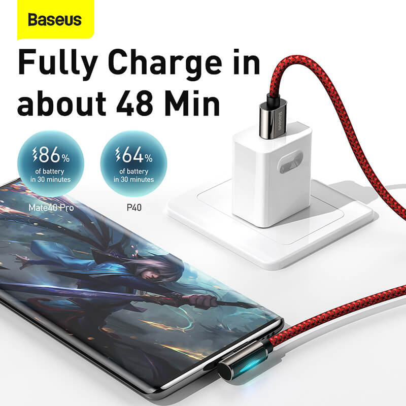 Baseus Legendary Series 66W Type C to USB Cable can charge a phone in 48 minutes