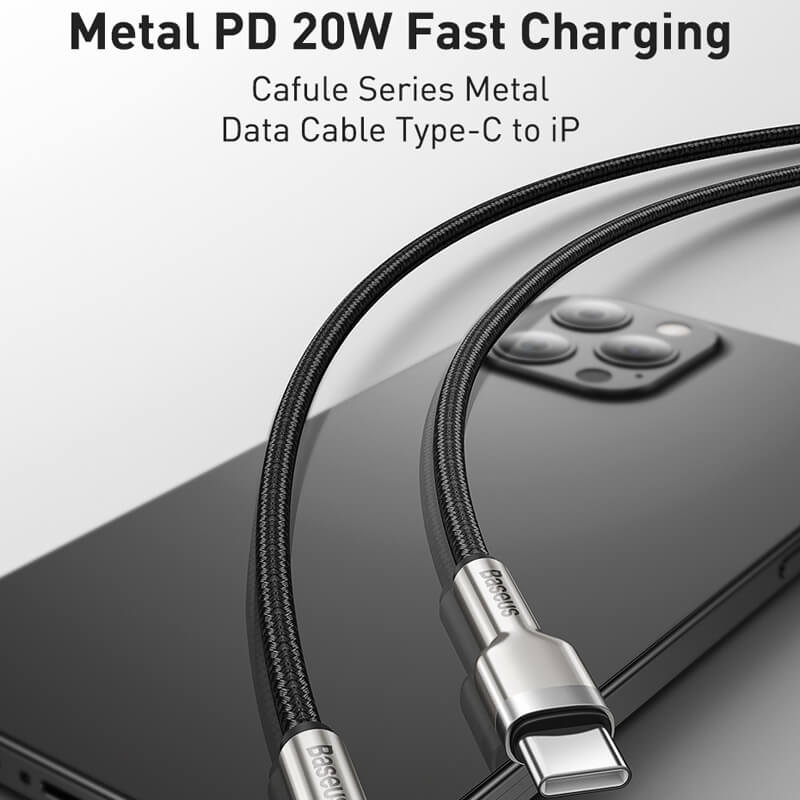 BASEUS PD 20W USB-C to Lightning Charging Cable (2M) | Cafule Metal Series Type-C to Apple iPhone Fast Charger Cable