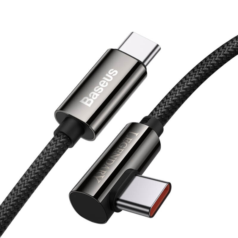 Baseus Legendary Series 100w USB C to USB C Elbow Bend Cable both sides heads bend towards each other