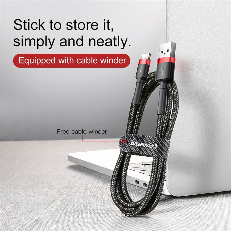 Baseus Cafule Type C to USB charging cable is stick to store it, simply and neatly