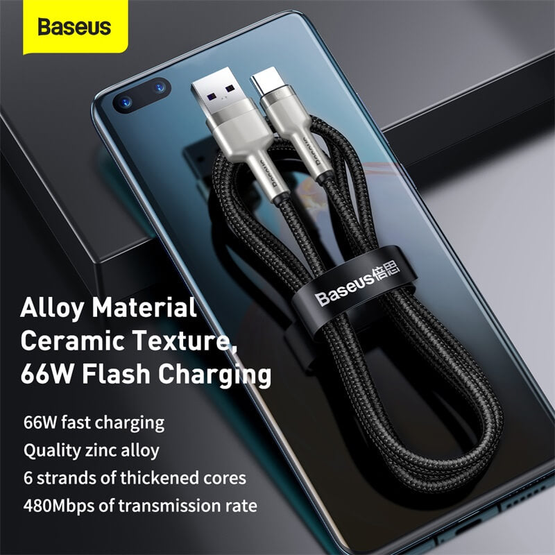 Baseus Cafule Metal Series Type C to USB Cable on a phone