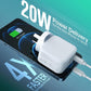 CHOETECH USB-A + Type C 38W Wall Fast Charger Adapter Plug