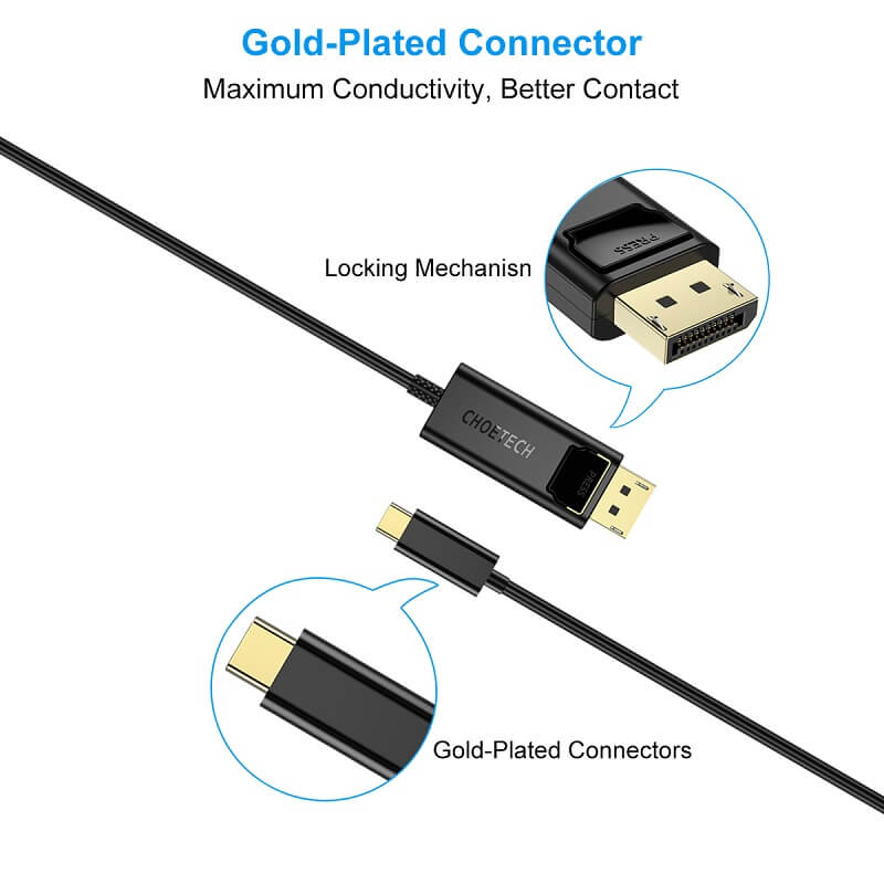CHOETECH 4K USB-C to DisplayPort Cable 1.8m (XCP-1801BK)
