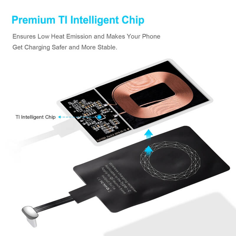 CHOETECH Type C Ultra Thin Qi Wireless Charging Receiver Adapter (WP-TYPEC)