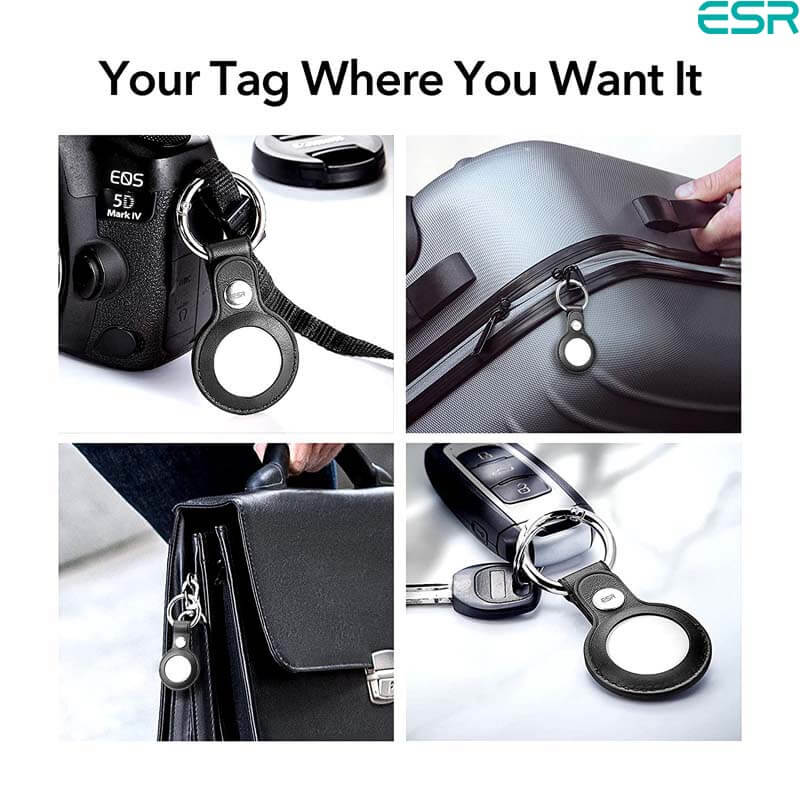 ESR AirTag (2021) Case | Black Leather Metro Keychain