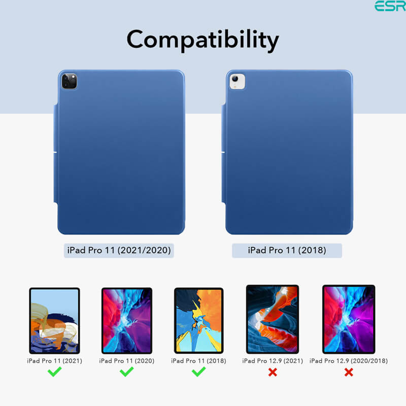 ESR iPad Pro 11" Gen 1st/2nd/3rd/4th Case (2018, 2020, 2021, 2022) | Rebound Magnetic Case - Blue