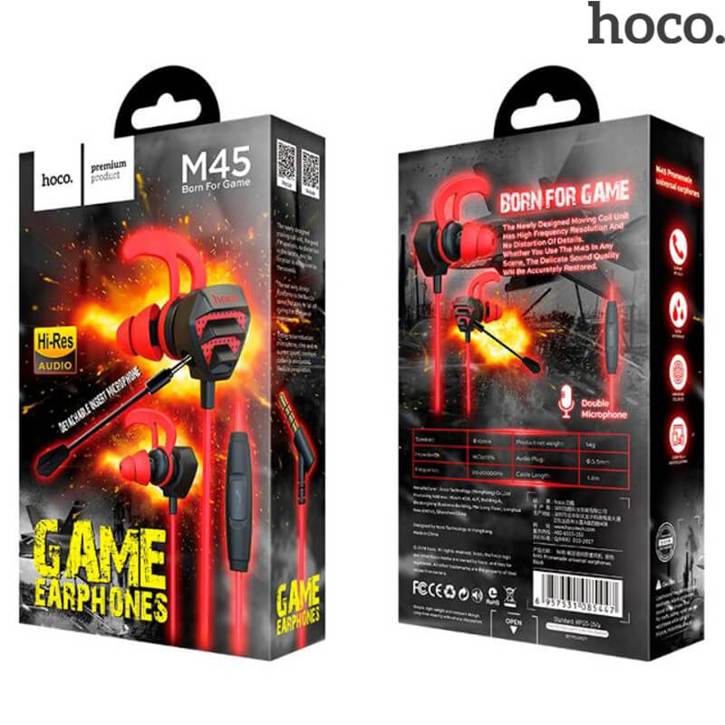 HOCO 3.5mm Wired Earphones with Detachable Mic | M45 Promenade Universal Mobile Gaming Headset