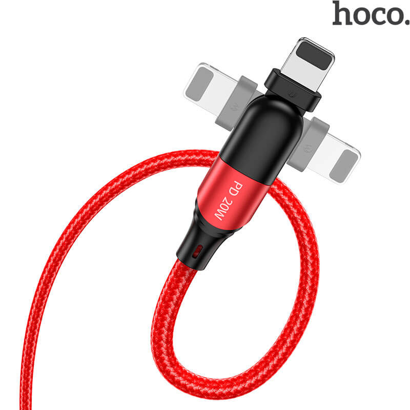 HOCO PD 20W Elbow USB-C to Lightning Charging Cable (1.2m) | U100 Orbit L Shaped Type-C to iPhone Charger Cable