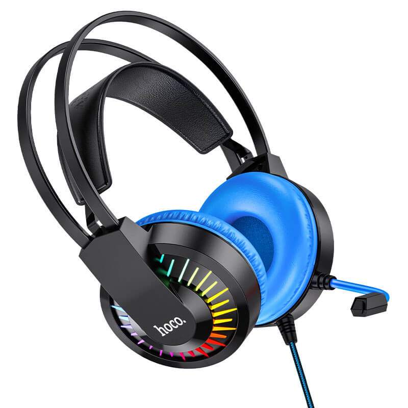 HOCO Gaming Headphones with Mic | W105 Joyful Series (USB+3.5mm) Blue