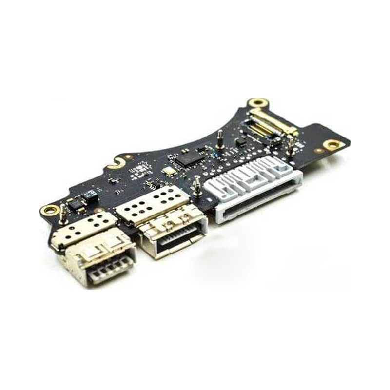 Macbook Pro 15" A1398 replacement power daughter board slant image which includes HDMI port, USB, and SDXC port