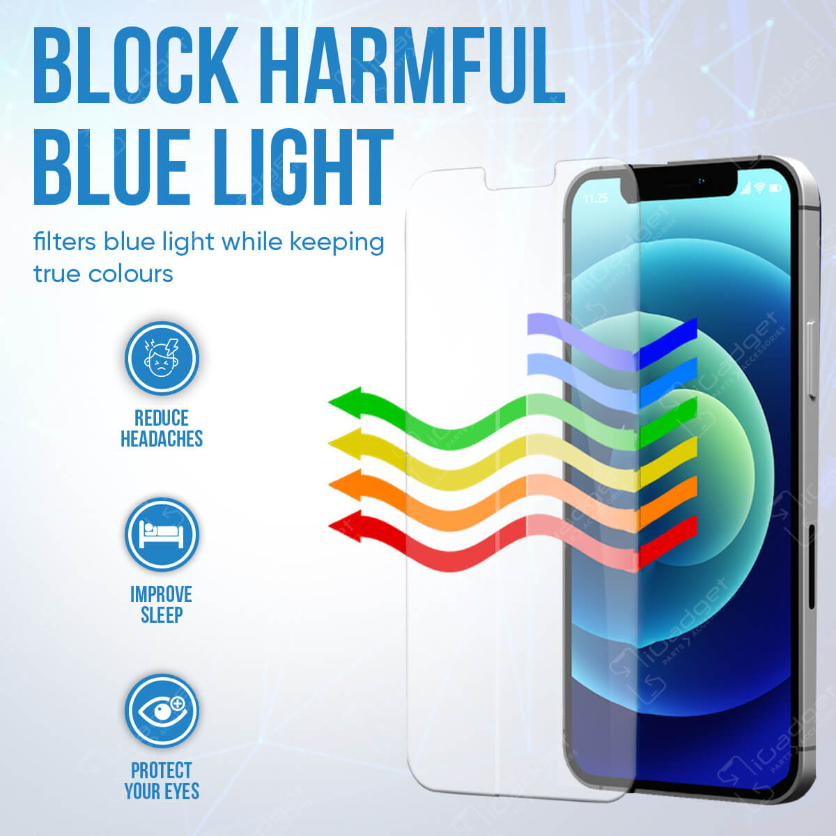 iPhone 13 Pro Max Glass Screen Protector Blue Light Filter | Case Friendly
