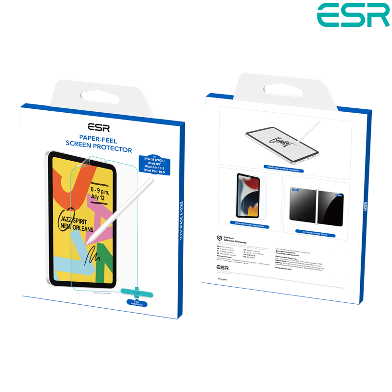 ESR iPad 7/8/9, Air 3, iPad Pro 10.5" Paper-Feel Paperlike Screen Protector