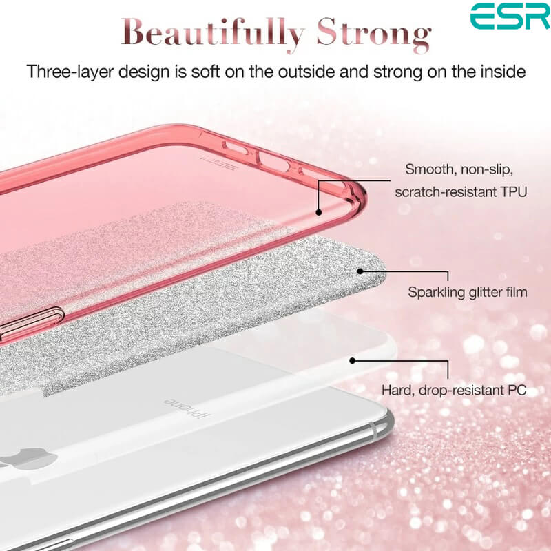 ESR iPhone 11 Case | Make-up Glitter Rose Gold