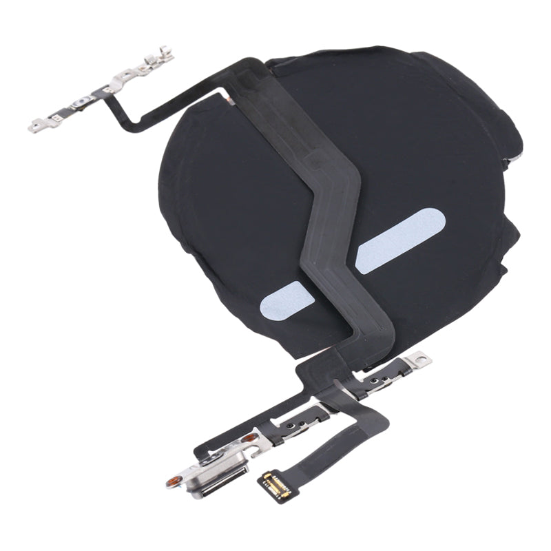 iPhone 12 Mini Volume Flex Cable with Qi Wireless Charging Coil backside in slant position