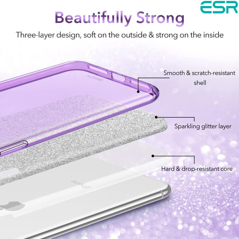 ESR iPhone SE 2nd & 3rd Gen (2020/2022)/iPhone 8/iPhone 7 Case | Make-up Glitter Purple Case