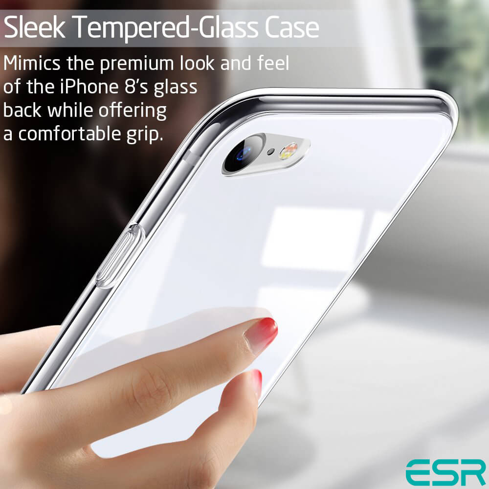 ESR iPhone SE 2nd & 3rd Gen (2022/2020)/iPhone 8/iPhone 7 Case | Mimic Tempered Glass White Case